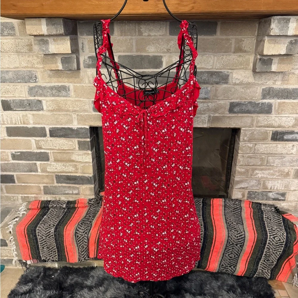 PrettyLittleThing Red Floral Sleeveless Dress - Picture 1 of 5